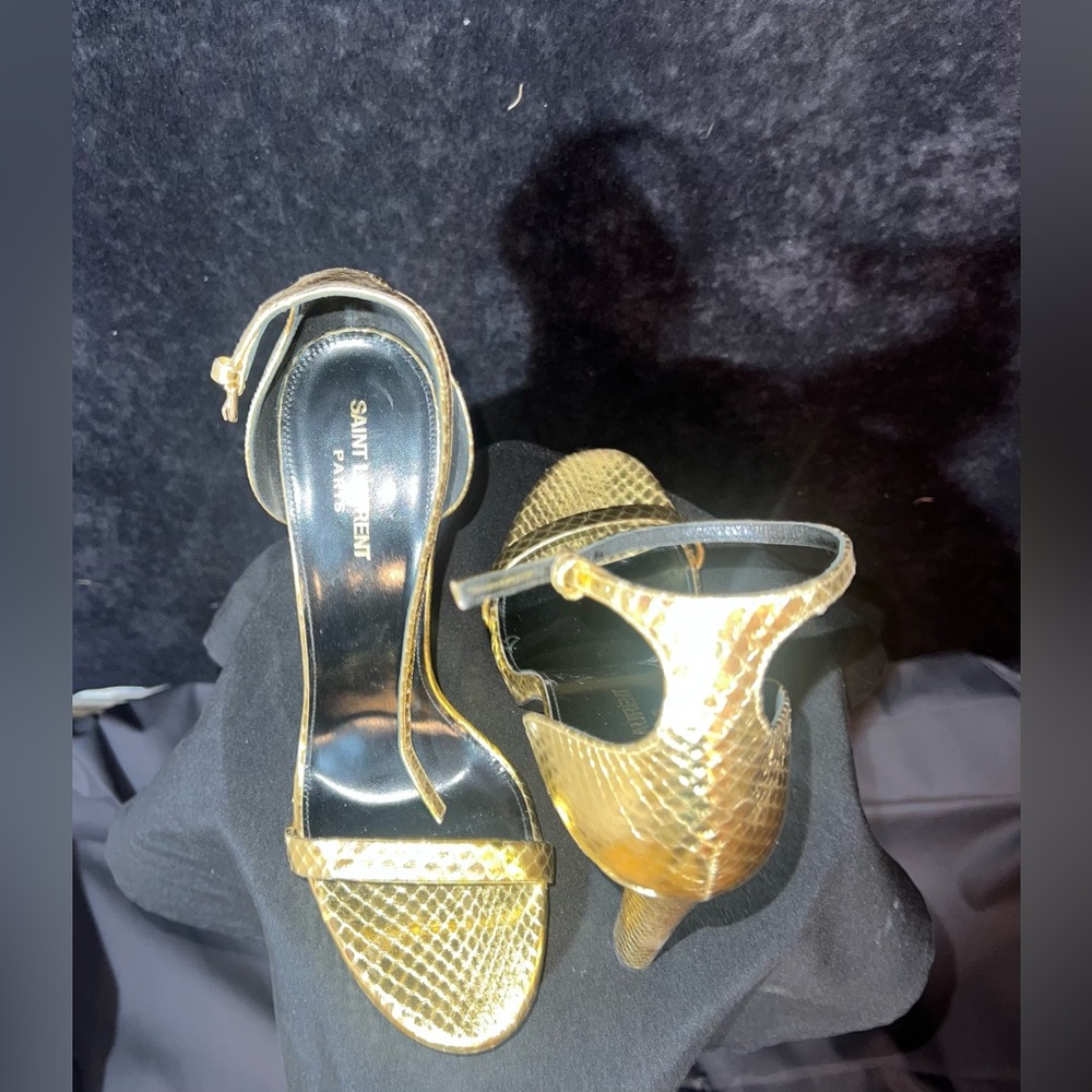 Saint Laurent - Paris - Stilletoes “41” Gold snske skin print